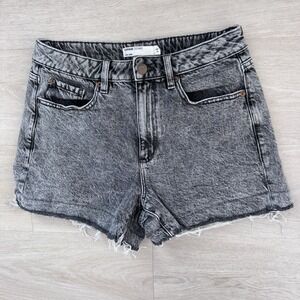 Garage Women's Denim Y2K Mom Shorts 28 Black Acid Wash Frayed